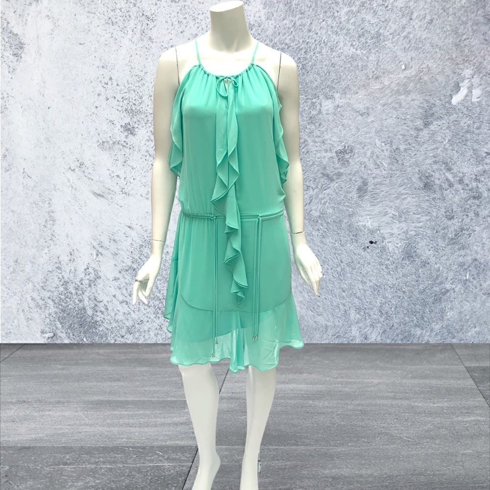 Laundry‎ by Shelli Segal Green Sleeveless Tiered Dress